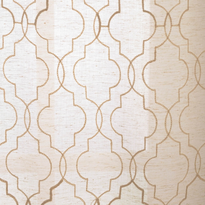Exclusive Fabrics Saida Embroidered Faux Linen Sheer Curtain (1 Panel)