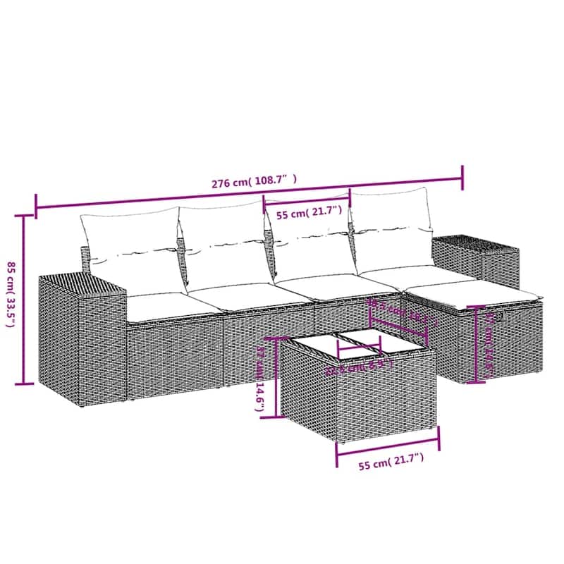 vidaXL Garden Sofa Set Beige/Black/Brown/Grey