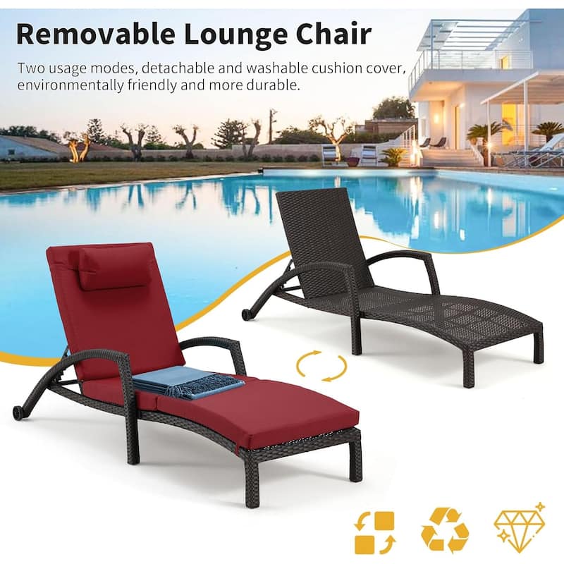 EROMMY Outdoor Patio Lounge Chair, Adjustable Recliner Outdoor Lounge Chairs, Multiple Colors Available