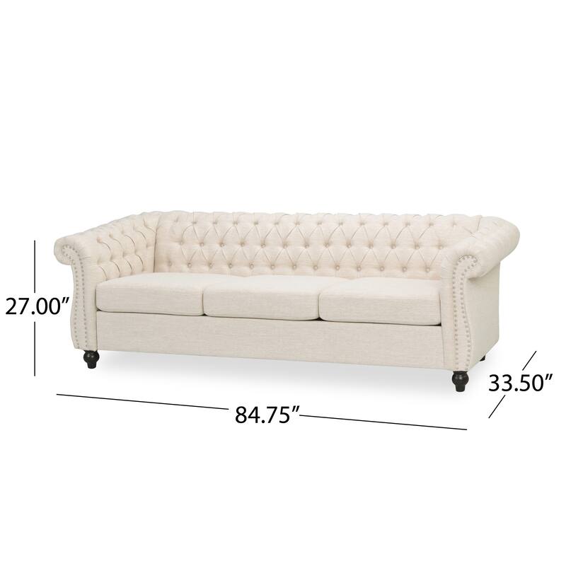 3 - Seater Beige Fabric Sofa