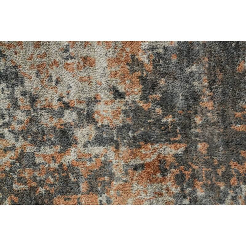 Hand Knotted Oriental Viscose Silk Carpet Modern Abstract Multi-Colored Abstract Area Rug - 9' 10'' X 8' 2''