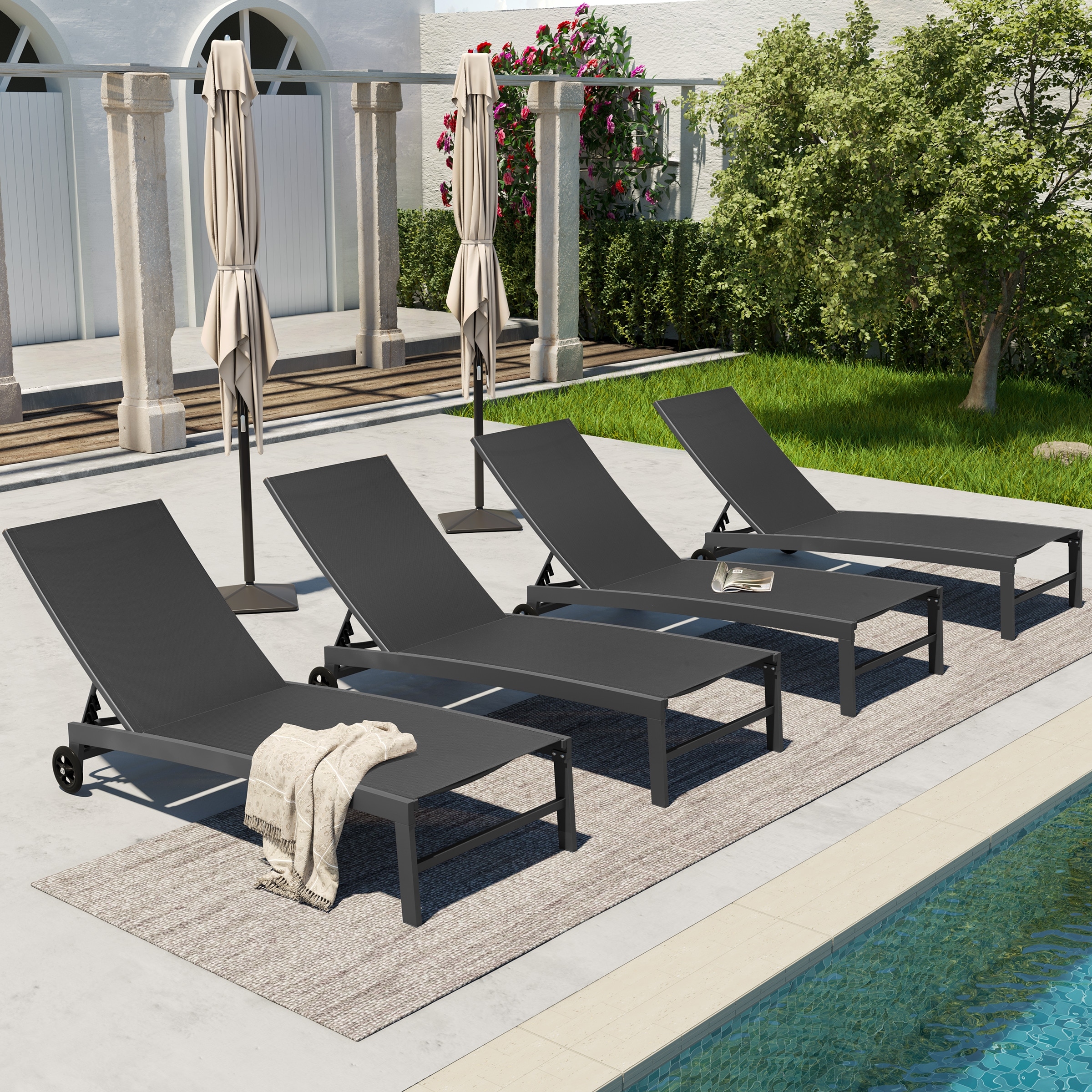 Aluminum outdoor chaise lounge shop chairs