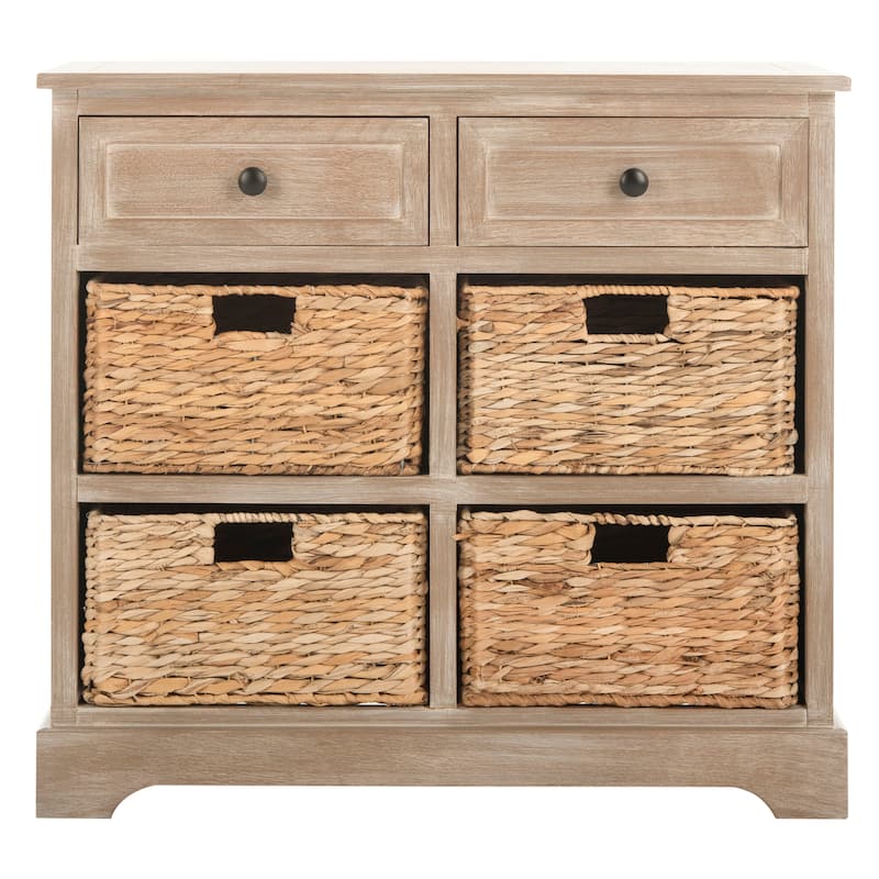 SAFAVIEH Ardelia Red 6-Drawer Storage Unit (Fully Assembled) - 30Wx13Dx26H - White Wash
