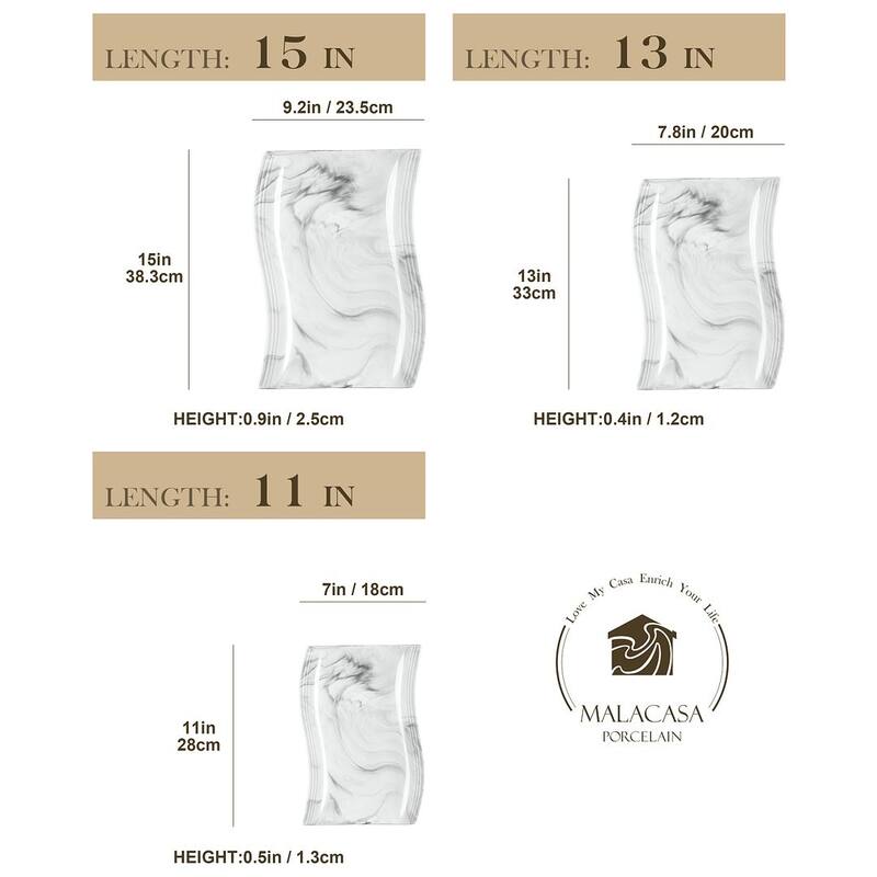 MALACASA Flora Porcelain Rectangular Serving Plates