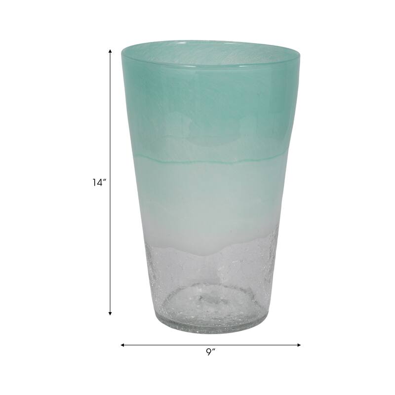 Sagebrook Home Fluted Glass Vase, Aqua Haze