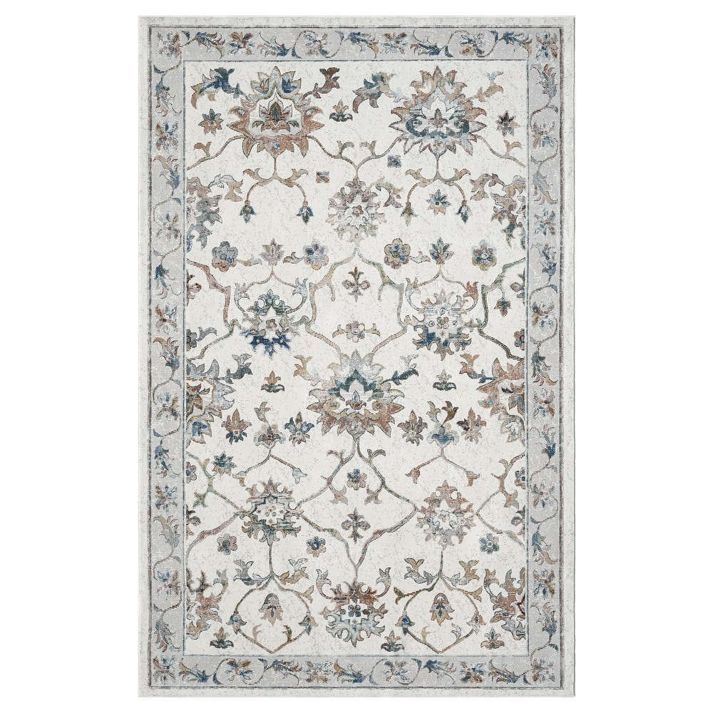 Gaia Traditional Floral Bordered Performance Indoor Area Rug by Sevita