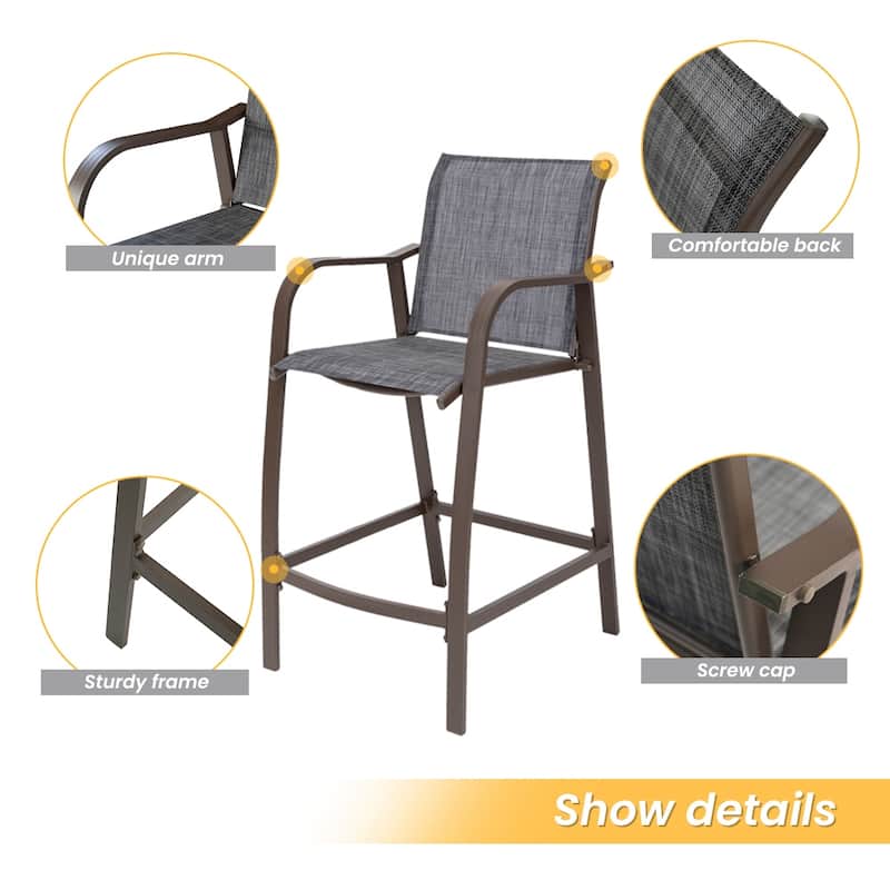 Crestlive Products Outdoor Outdoor Cast Aluminum Swivel Bar Stools with Sunbrella Cushion