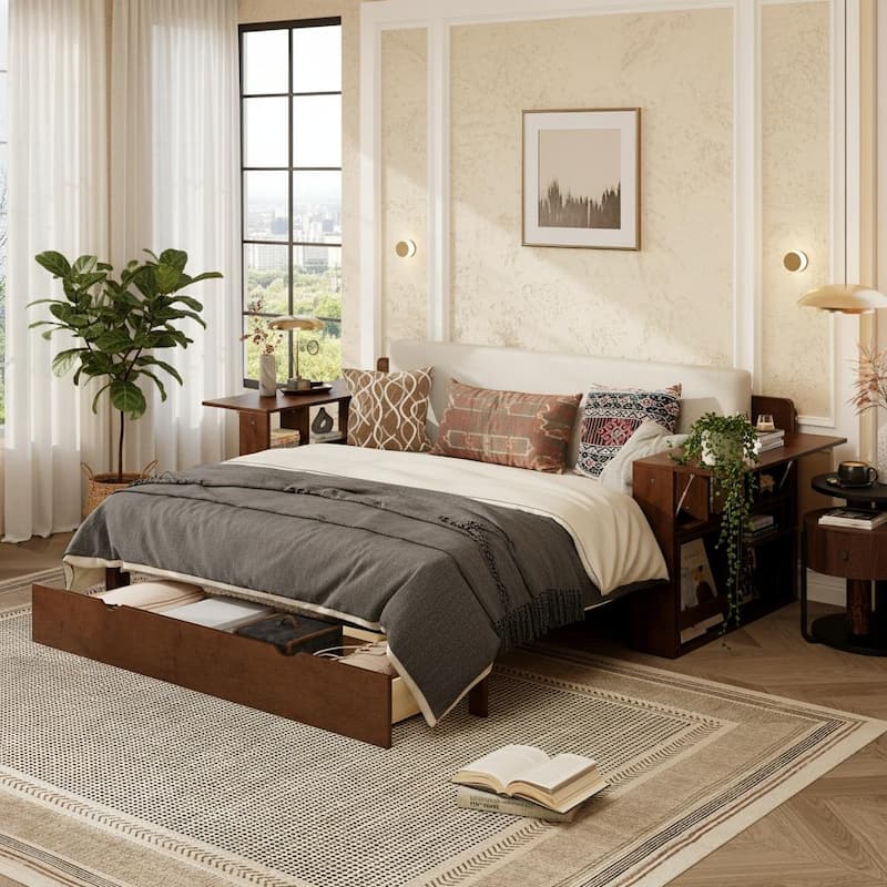 4-in-1 Convertible Daybed with Foldable Desk, Pull-Out Bed & Storage by Harper&Bright Designs