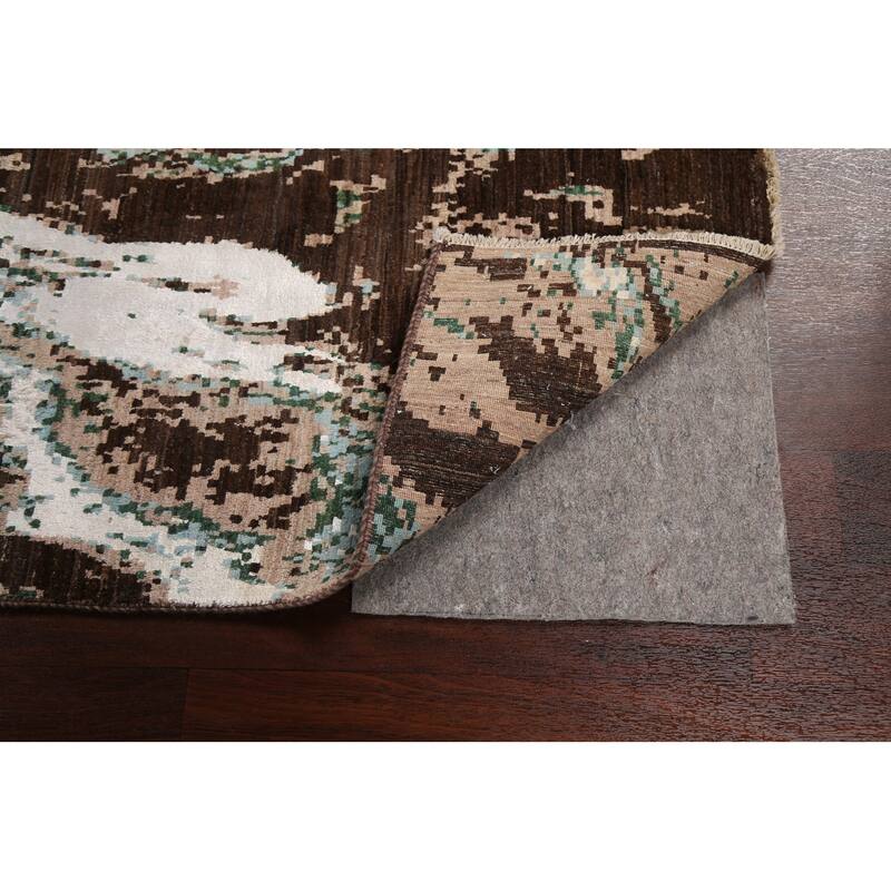 Wool/ Silk Abstract Vegetable Dye Oriental Runner Rug Hand-knotted - 2'7" x 10'2"