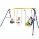 preview thumbnail 1 of 7, Gymax 660 LBS Indoor Outdoor Swing Set Heavy Duty Carbon Steel Swing Yellow+Blue - Kids