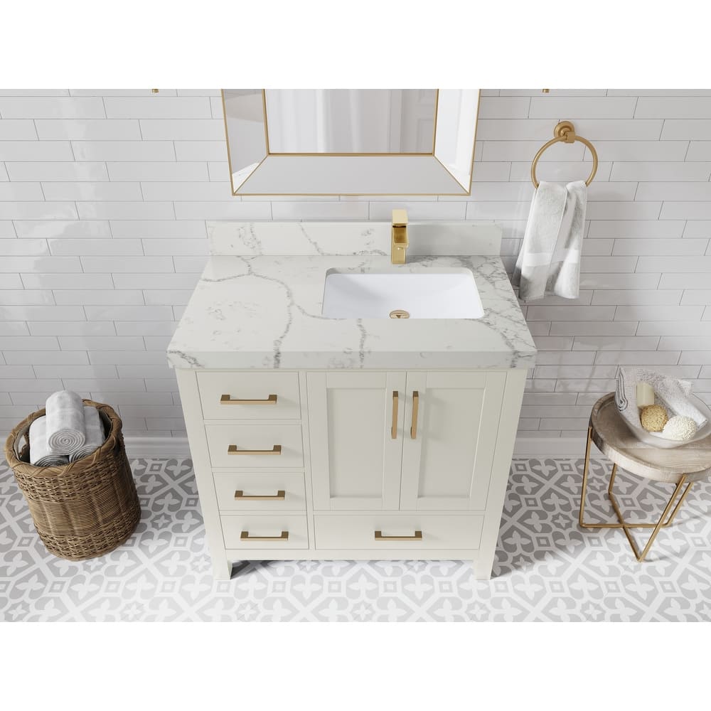 Willow Collections 36 in. W x 22 in. D Malibu Right Offset Sink Bathroom Vanity with Countertop