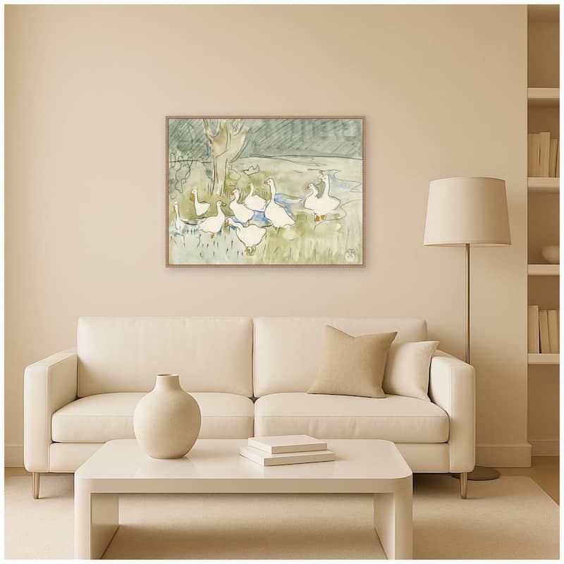 Kate and Laurel Ducks 1917 Theo van Hoytema by Nostalgia Prints Framed Canvas Wall Art Print
