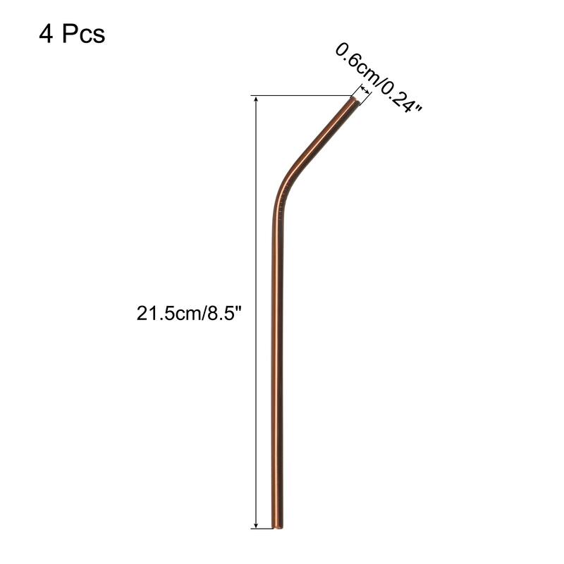 Reusable Metal Straws 4Pcs, Stainless Steel Bent Straw 8.5" Long