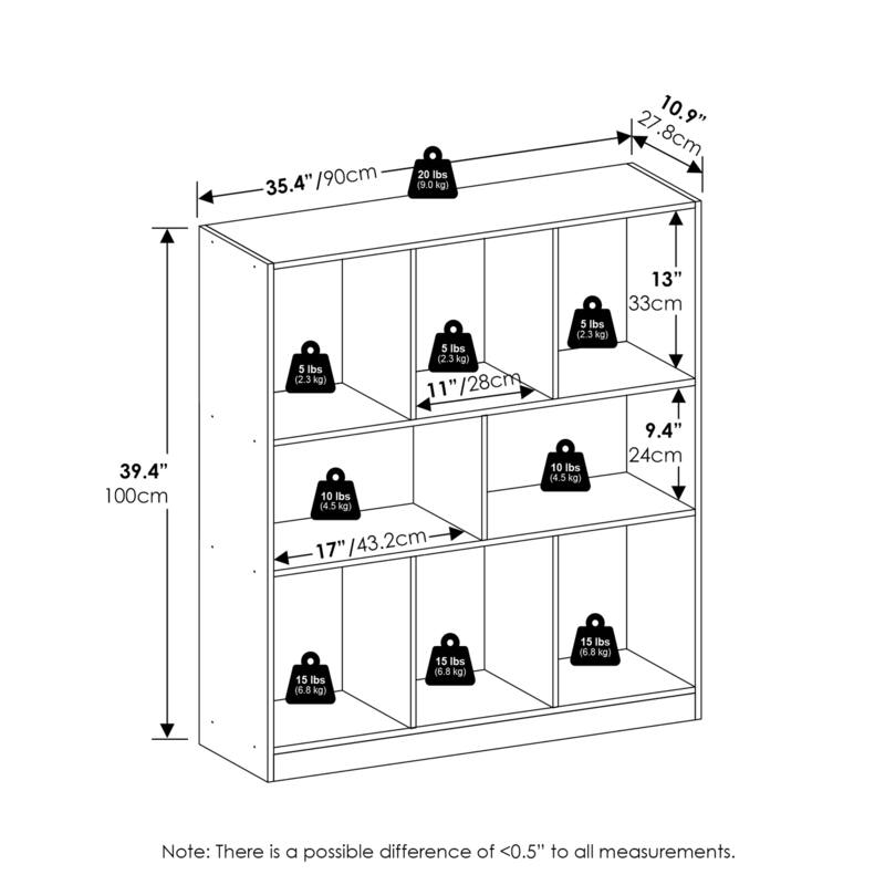39.37 in. Tall White Wood 8-Shelf Bookcase