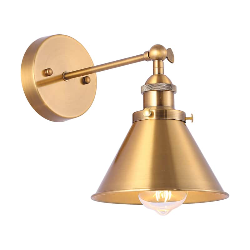 1-Light Modern Industrial Gold Brass Wall Swing Arm Lamp Wall Sconce