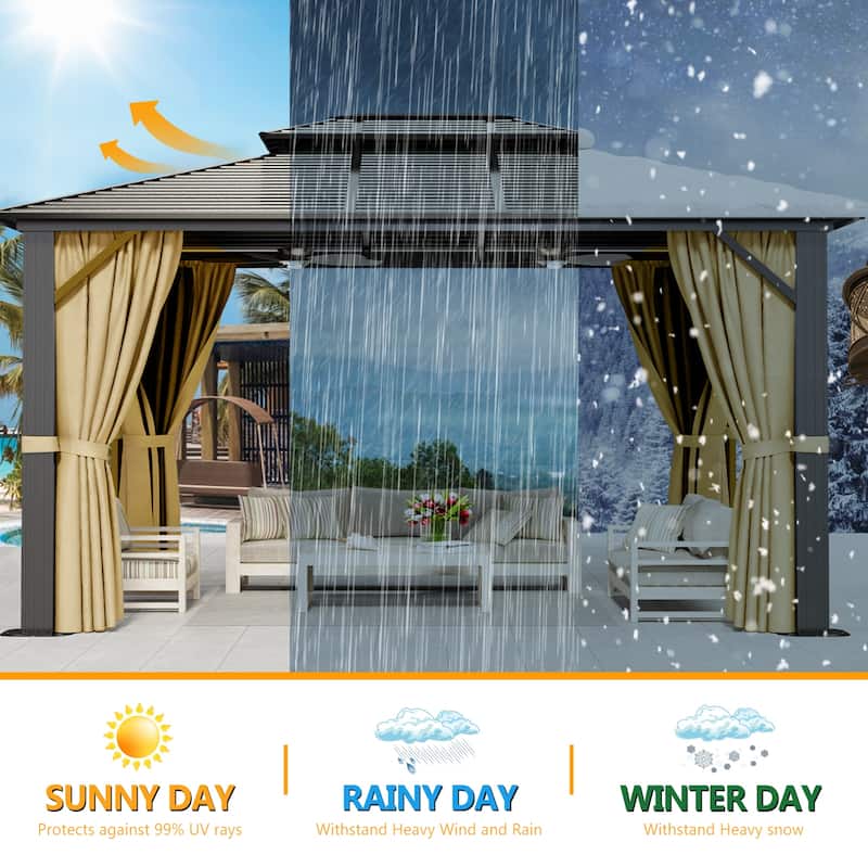 Outdoor Double Roof Hardtop Gazebo