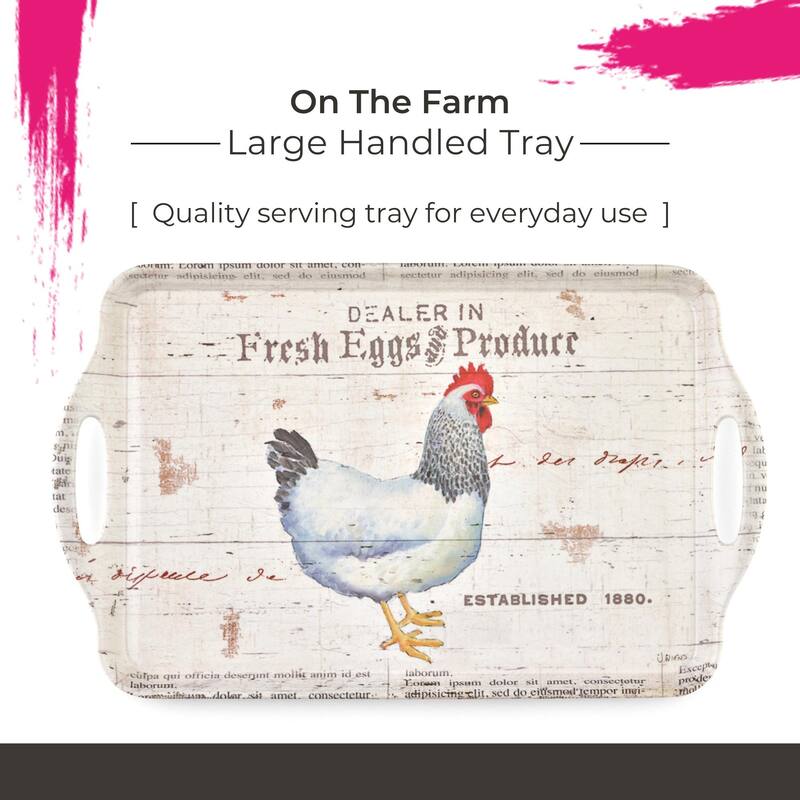 Pimpernel On The Farm Large Melamine Handled Tray - 17.75" x 13"