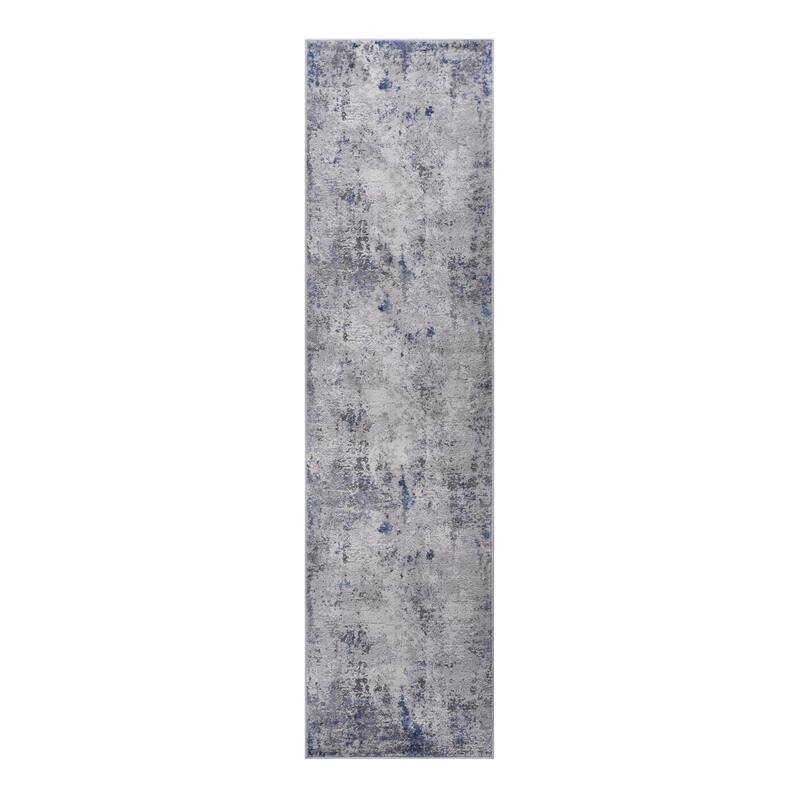 MARFI Collection Silver / Blue / Abstract Non-Shedding Doormat Rug