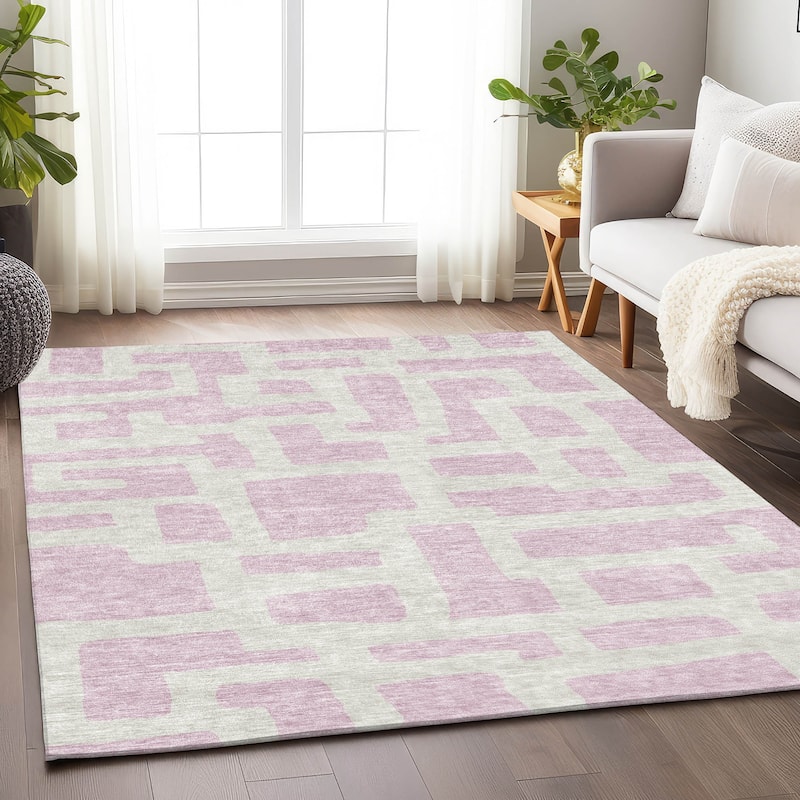 Machine Washable Indoor/ Outdoor Chantille Geo Contemporary Rug