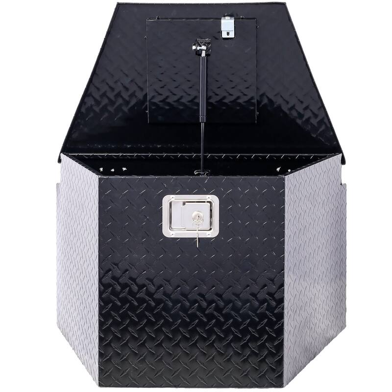 29 Inch Aluminum Trailer Tongue Box, Heavy-Duty Truck Bed Tool Box, RV Storage Organizer W/ Lock Keys, Trailer Chest Box