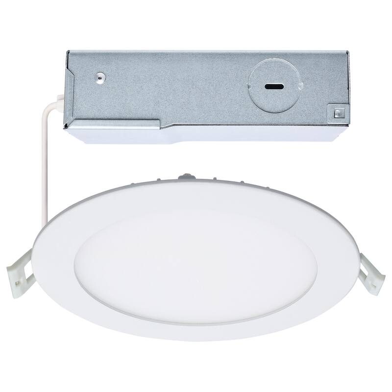 12 Watt LED Direct Wire Downlight Edge-lit 6-Inch CCT Selectable Round Remote Driver - White