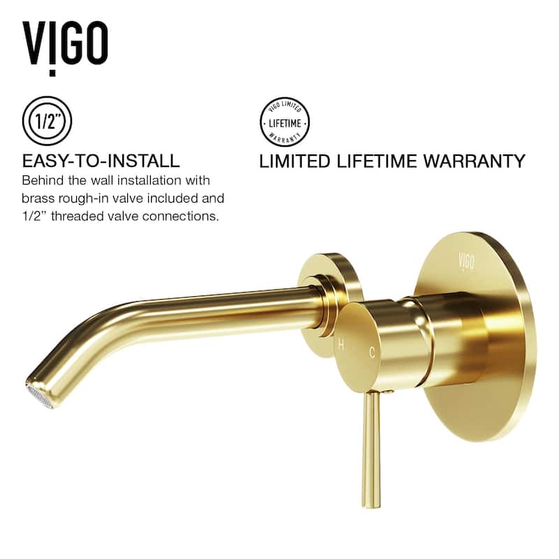 VIGO Olus 5" H Single Handle Wall Mount Bathroom Faucet