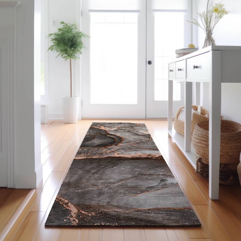 Premium Washable Super Contemporary Abstract Soft Mayfield Rug - Peach - 2' 3" x 7' 6" - Runner