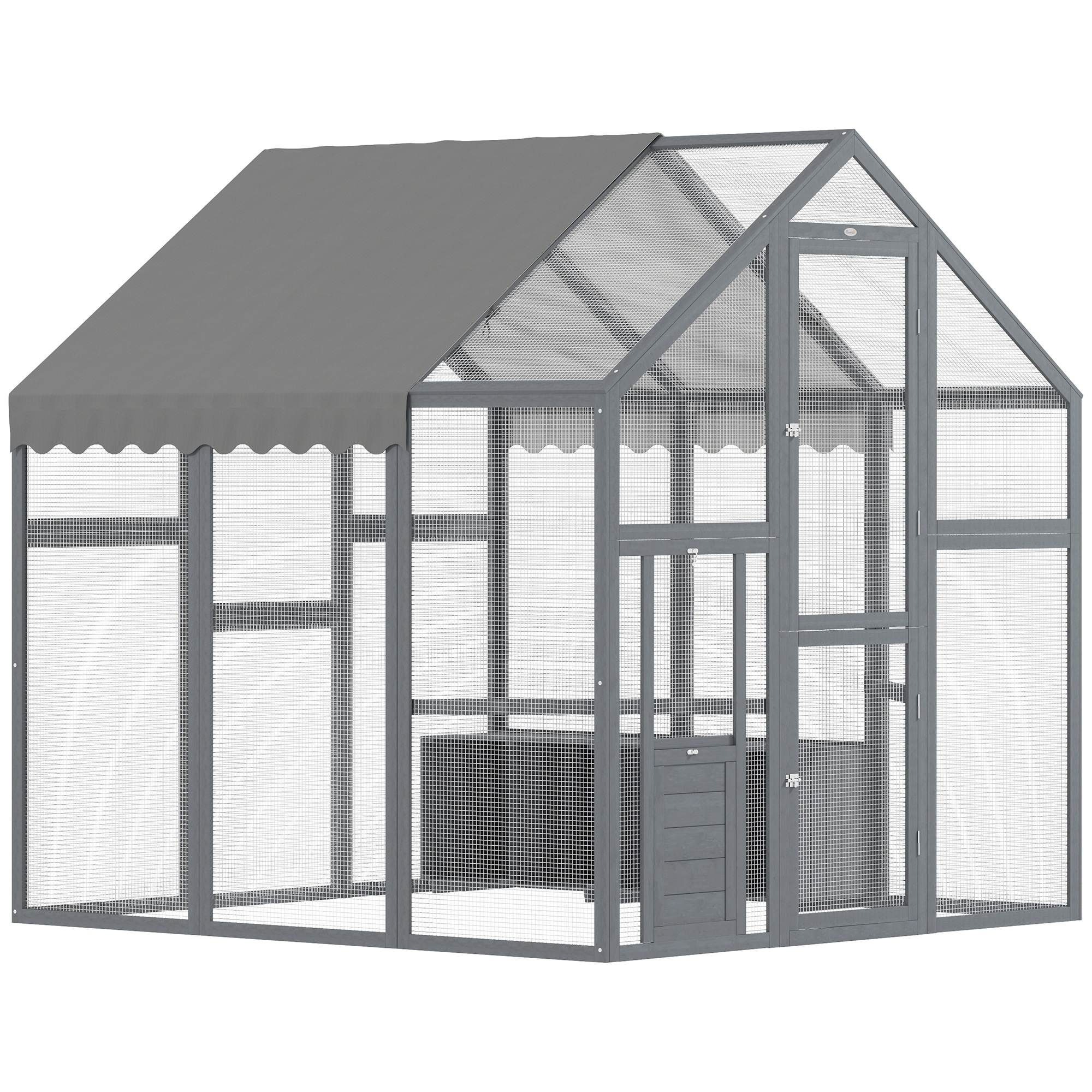 PawHut Large Chicken Run, Wooden Chicken Coop with Waterproof & Anti-UV Cover, Split Door, 2 Nesting Boxes, 2 Roosting Bars