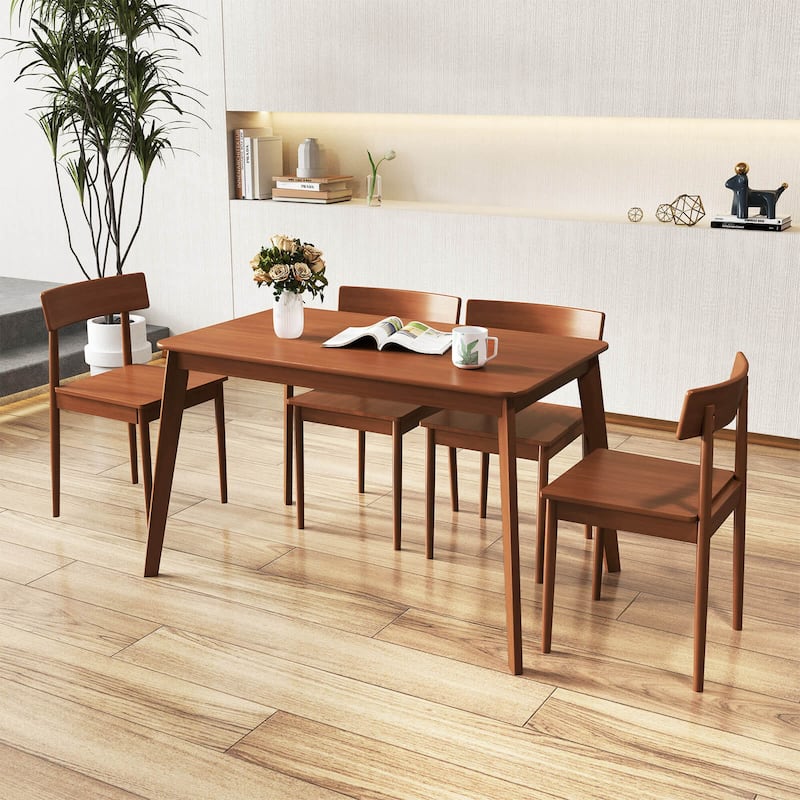 Costway 5 PCS Dining Table Set Rectangular Kitchen Table & 4 Chairs