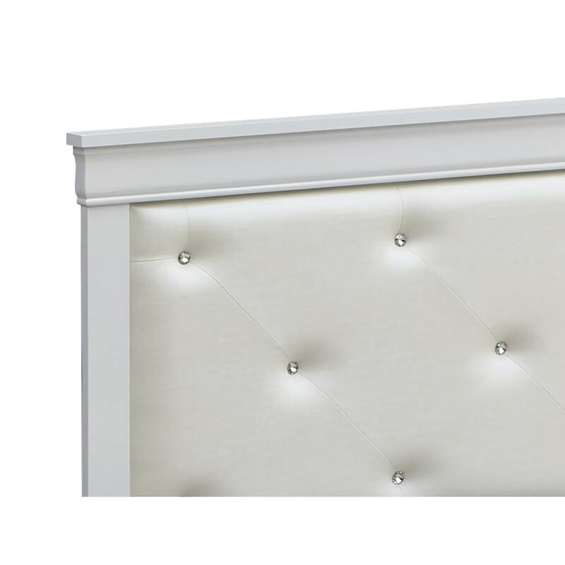 Champagne Twin Bed - Tufted Headboard Panel Bed with Textured Finish - Requires Box Spring