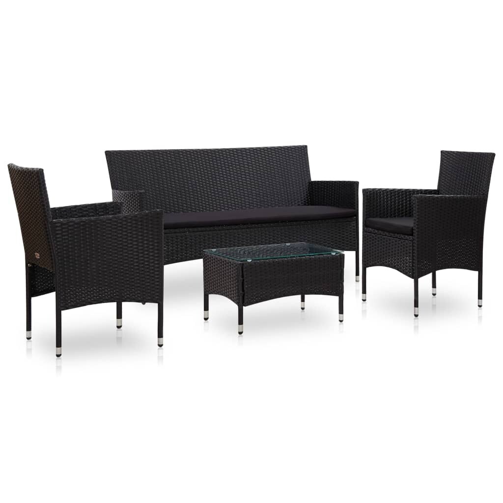 vidaXL Patio Rattan Wicker Garden Single Sofa Armchair Outdoor Chair Black/Brown 