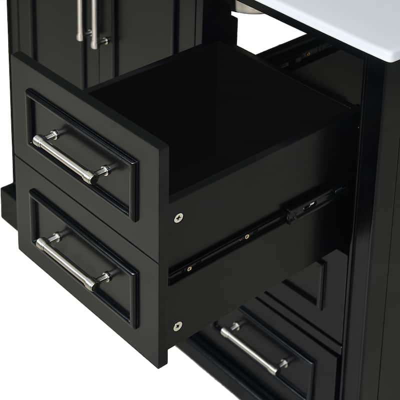 Bathroom Vanity with Resin Sink, Bathroom Vanity Set with 4 Drawers, Bathroom Storage Cabinet with 2 Soft Close Doors
