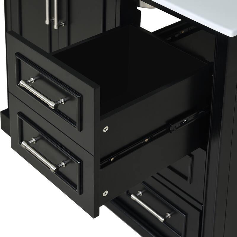 GDFStudio - Altair Wood & Ceramic 36" Traditional Bathroom Vanity with Sink, 2 Soft-Close Doors & 4 Drawers