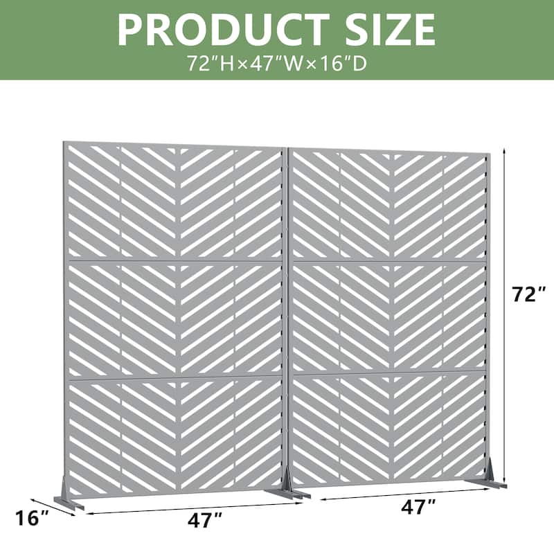 Outdoor Privacy Screen with Stand for Patio Garden Metal Fence Set of 2