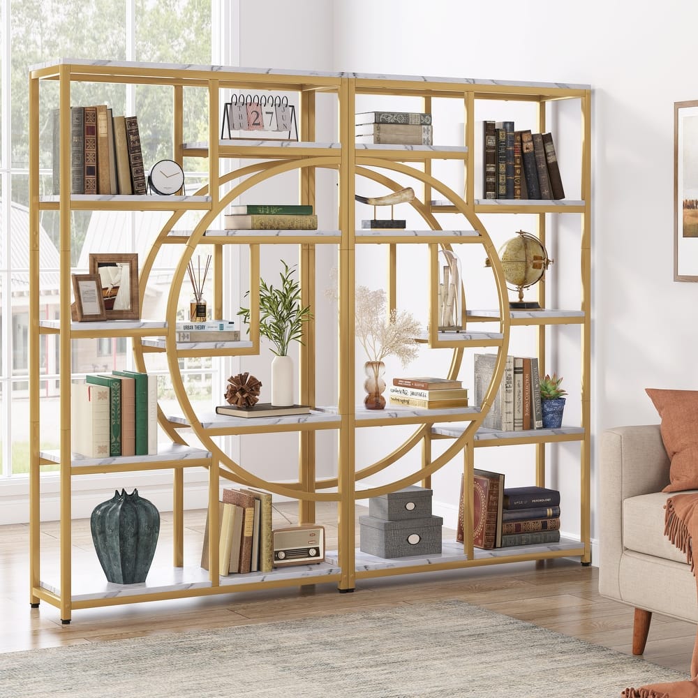 Bookshelf 5 Shelf Bookcase, Industrial Etagere Bookcase with 8-Open Storage Shelf