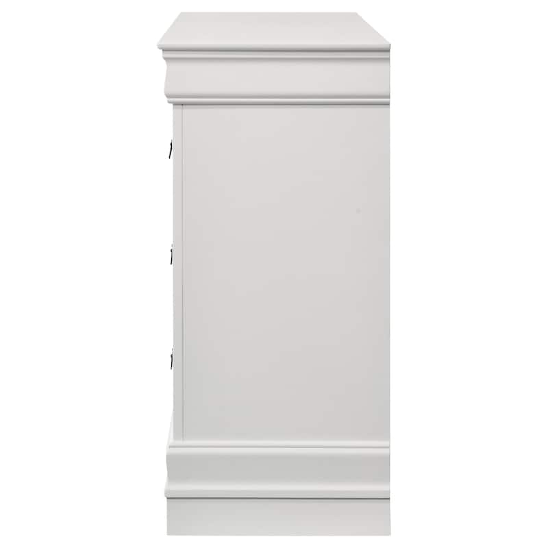 Louis Philippe 6-drawer Dresser and Mirror White