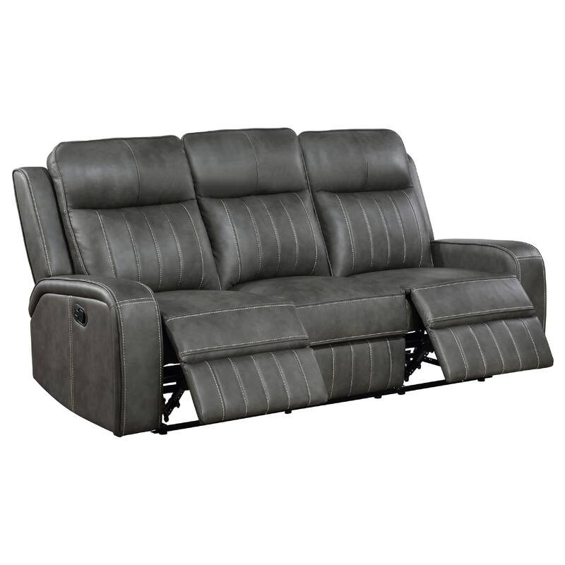 Josen 2pc Manual Reclining Sofa and Loveseat Set, Gray Faux Leather