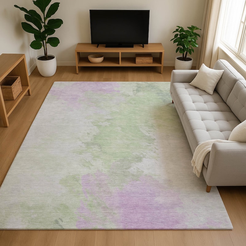 Premium Washable Super Soft Abstract Modern Mayfield Rug - Aloe - 3' x 5'