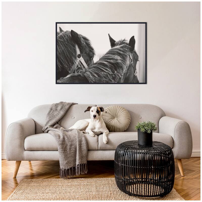 Kate and Laurel Black Horses by Emiko and Mark Franzen F2 Images Framed Canvas Wall Art Print