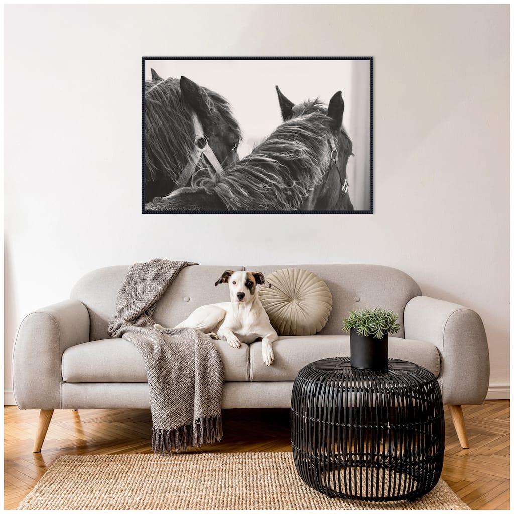 Kate and Laurel Black Horses by Emiko and Mark Franzen F2 Images Framed Canvas Wall Art Print