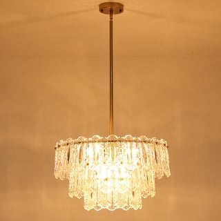 6-Light Antique Brass FinishGlass Chandelier for Dining Room & Foyer - 45.1 in. W x 20 in. H