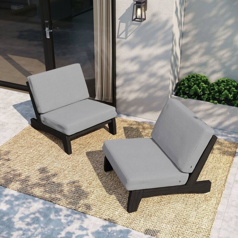 2 Set Patio Acacia Wood Outdoor Chair