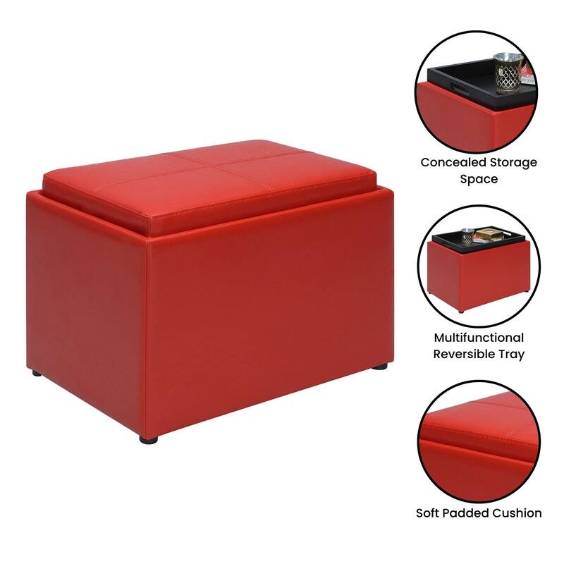 Convenience Concepts Designs4Comfort Accent Storage Ottoman with Reversible Tray