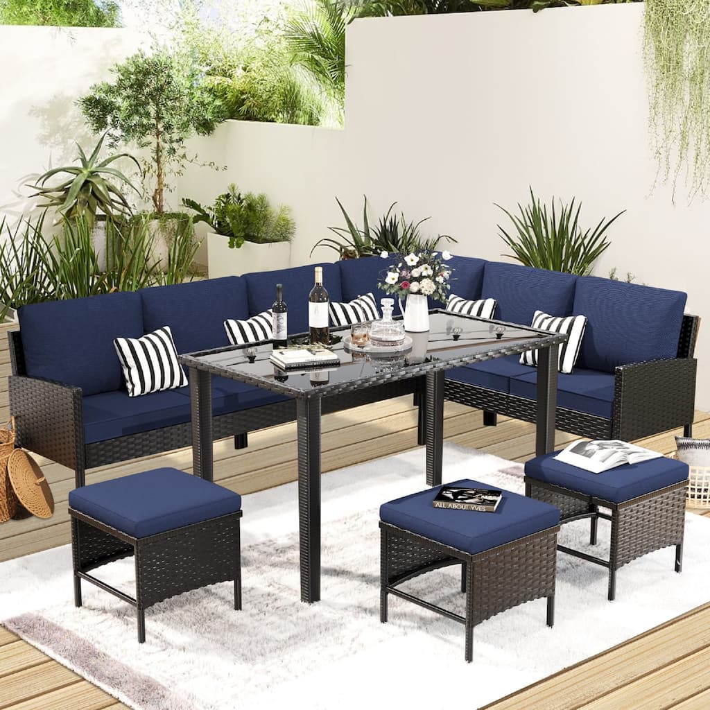 Small space patio furniture 7-piece outdoor furniture set