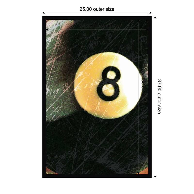 Amanti Art Framed Fabric Pinboard Behind The 8 Ball by Tandi Venter Printed Bulletin Board - Board Size 24 x 36 - Svelte Noir Black