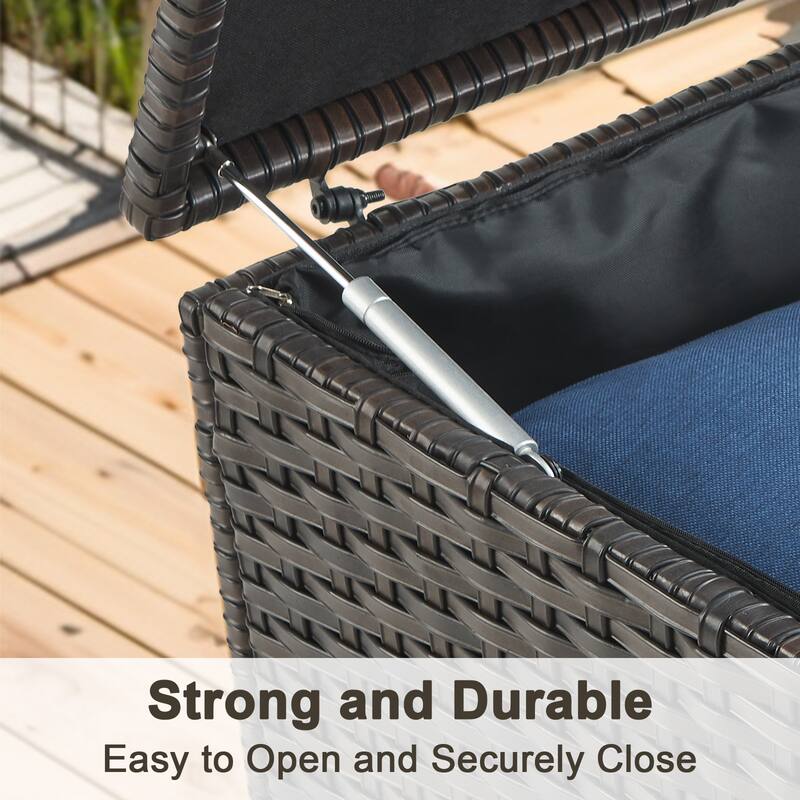 Gymojoy 7 Piece All-Weather Wicker Outdoor Patio Family Conversation Set Group With Fire Pit Table