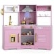 preview thumbnail 3 of 28, Costway Pretend Play Kitchen for Kids Toddler Aged 3+ Wooden Toy Set - See Details Pink