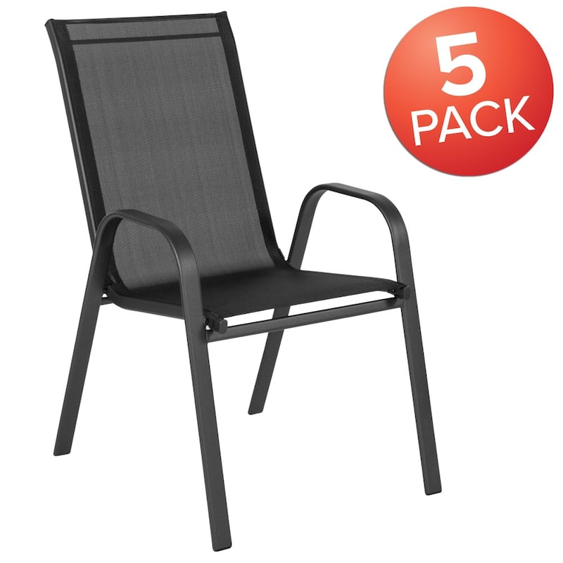 5 Pack Outdoor Stack Chair with Flex Comfort Material - Patio Stack Chair