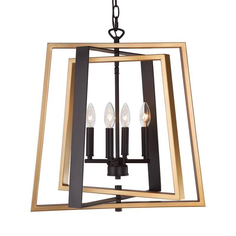 Modern Black Gold 4-light Chandelier Geometric Large Pendant Lights