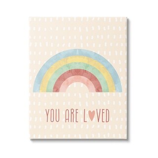 Stupell Loved Rainbow on Yellow Canvas Wall Art Design by Lil' Rue ...